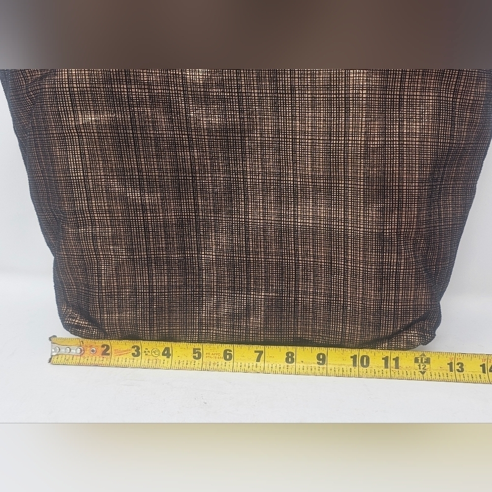 Saks Fifth Avenue Shoulder Tote Bag Double Handle Metallic Copper Brown Black - Picture 5 of 13